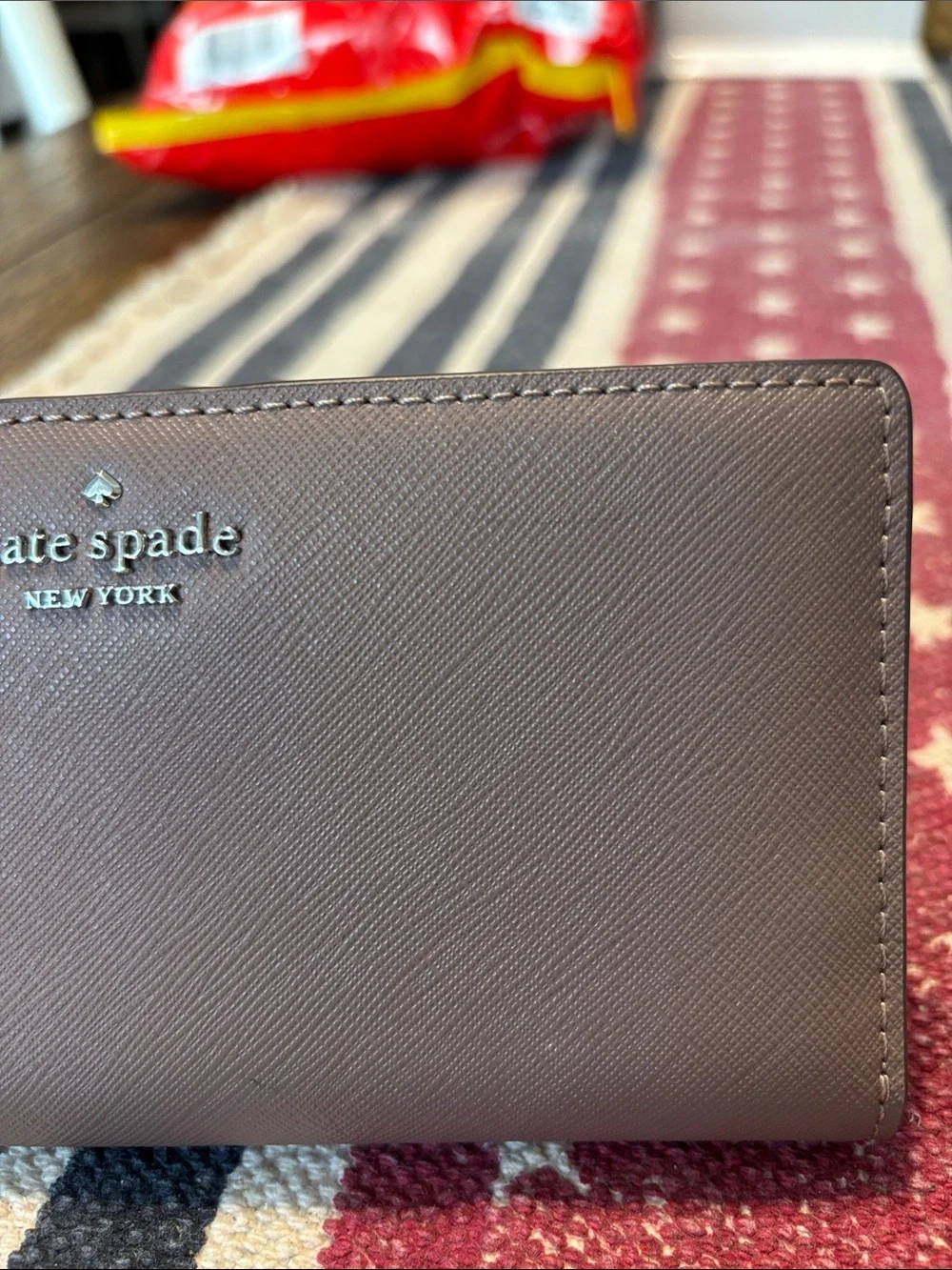 kate spade Light Taupe Saffiano Leather Continental Wallet